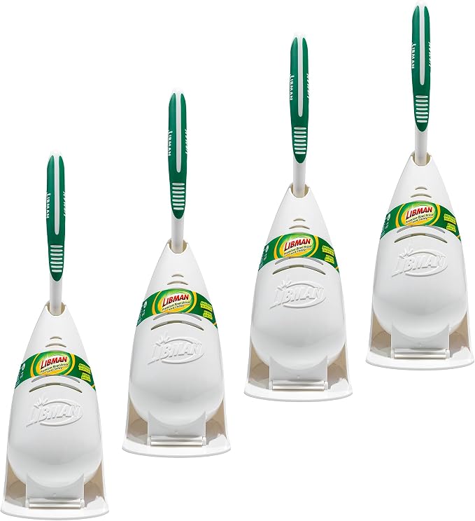 Libman 01022 Premium Angled Toilet Bowl Brush & Caddy, 4/Carton
