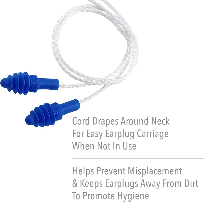 Howard Leight Airsoft Flanged Reusable Earplugs with White Nylon Cord, 100-Pairs (DPAS-30W)
