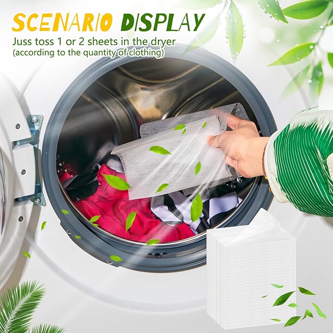 600 Count Dryer Sheets Bulk Fabric Softener Unscented Dryer Sheets Naturally Softens and Removes Static Cling, Ideal for Large Households, Sensitive Skin