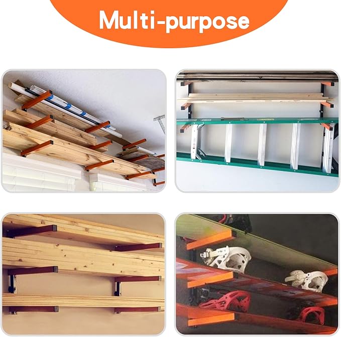 Ultrawall Wall Mount Wood Organizer and Lumber Storage Metal Rack with 3-Level - Indoor & Outdoor Use, 2 Pack