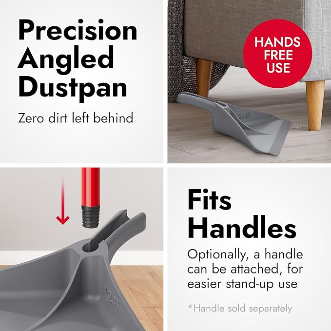 Dustpan by Ravmag- Solid Natural Silicone Rubber Construction- Stand Up Design (Short Handle)