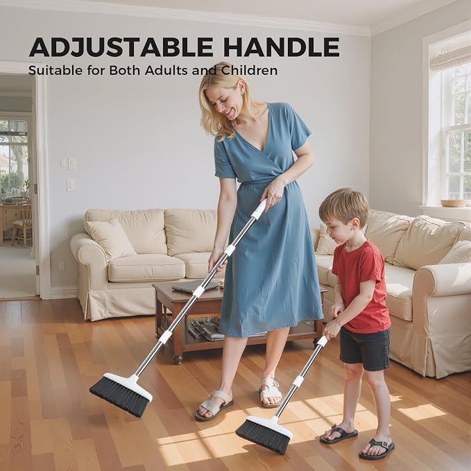Handy Broom, Indoor/Outdoor Brooms, Duty Kitchen Broom, for Home Garage Kitchen Office Courtyard Lobby Patio Lawn Concrete (1, White)