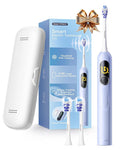 SAKYPRORAL Kids Electric Toothbrush for Boys Teens (6-15Y), Smart Screen with Brushing Score, Soft Bristles, Visual Timer for Braces, 150 Days Battery with Travel Case (Blue)