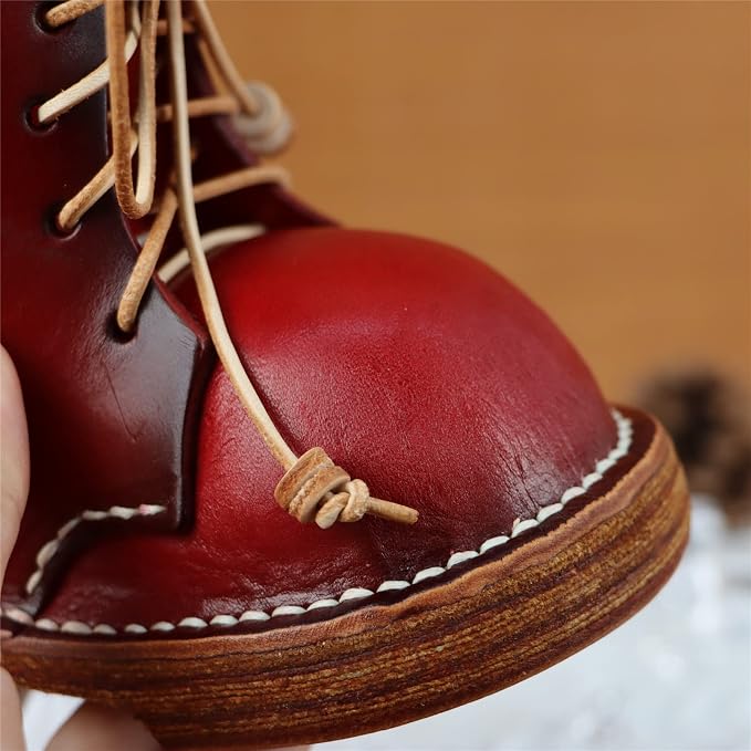 Vegetable Tanned Leather Cowhide Shoes Desktop Decorative Pen Holder Stationery Makeup Brush Organizer Creative Gifts For Men And Women (Red)