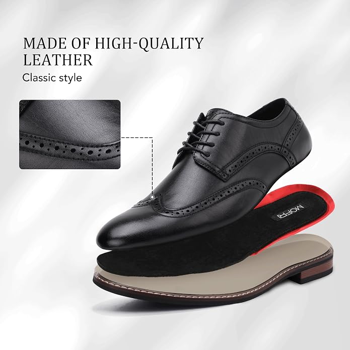 Mens Classic Cap Toe Dress Shoes Oxford for Office | Polished PU Outer Shell,Ventilated Comfortable Latex Insole. Formal Footwear Suited for Office Engagements ,Outings,Weddings