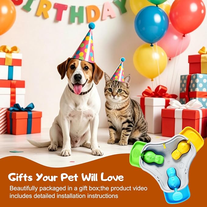 3 in 1 Dog Puzzle Interactive Slow Feeder Dog Bowls to Prevent Choking, Slow Feeder for IQ Training and Entertainment for All Breeds.Mental Stimulation Toy for Dog,Cats and Dogs Love