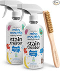 Miss Mouth's Messy Eater Stain Treater Spray 2-Pack 16oz & Laundry Brush Set - Stain Remover for Clothes & Delicates - Baby & Kids Pre-Treat Kit - Fabric Scrub Brush for Spot Cleaning - Bundle