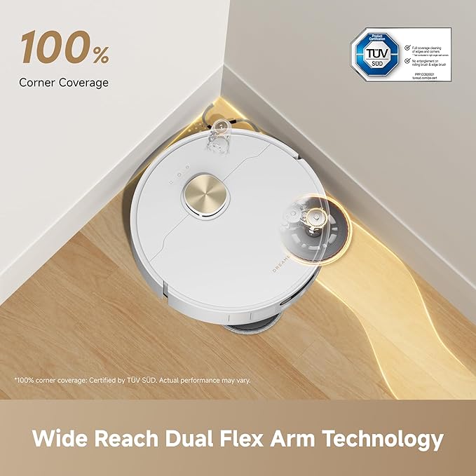 DREAME L60 Ultra FE Robot Vacuum and Mop, Auto-Empty and 100℃ Self-Cleaning Mop, 30,000Pa Suction, Obstacle Avoidance and 360° Navigation, Corner to Edge Deep Cleaning, TriCut Brush, White