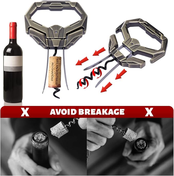3-in-1 Ah So Wine Opener, Two-Prong Vintage Cork Puller & Remover | Vintage Cork Saver,3-in-1 Versatility,Stainless Steel Build,Effortless Uncorking,Gift Box Included