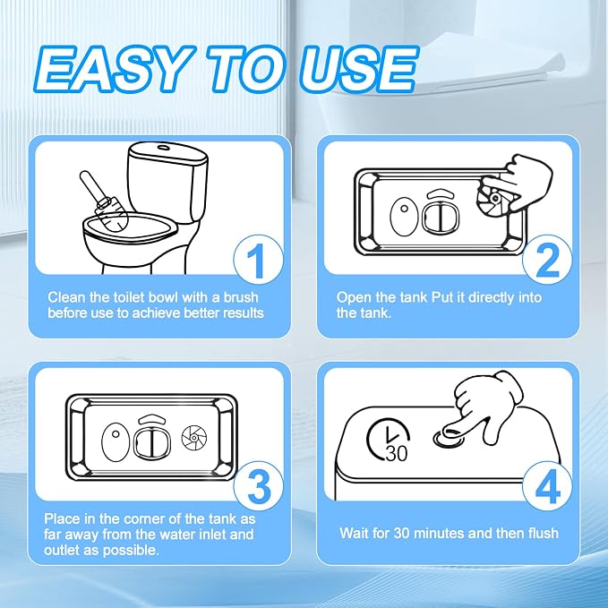 KIISIISO Toilet Bowl Cleaner Tablets 50 PACK, Automatic Bleach Toilet Tank Cleaners, Bathroom Long-Lasting Freshness, Slow-Releasing Powerful Deodorizing & Descaling