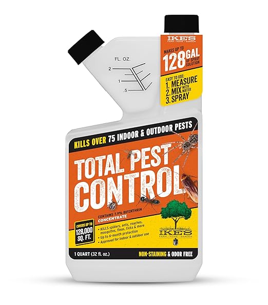 Ike's Pest Control Concentrate - 7.9% Bifenthrin, Indoor/Outdoor Insect Killer - Quart - Liquid