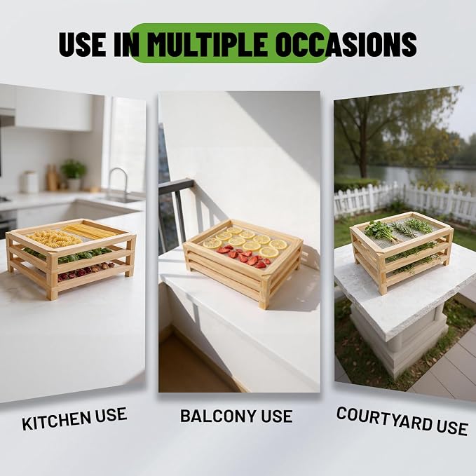 3-Layer Stackable Wooden Herb Drying Rack,Mesh Dryer Screen For Countertop | 11.8×15.74in No-Drill Drying Rack.Perfect For Herbs,And Plant Specimens.Saves Small Space, Unique Gift For Gardeners Lovers