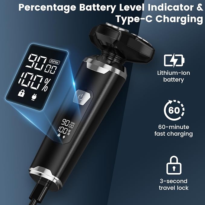 Electric Razor for Men: Wet/Dry Electric Shavers for Men - Upgraded Curved Shaving Foil, Low Noise High-Torque Motor, 3-in-1 Cordless Shaver for Beard/Nose/Sideburns