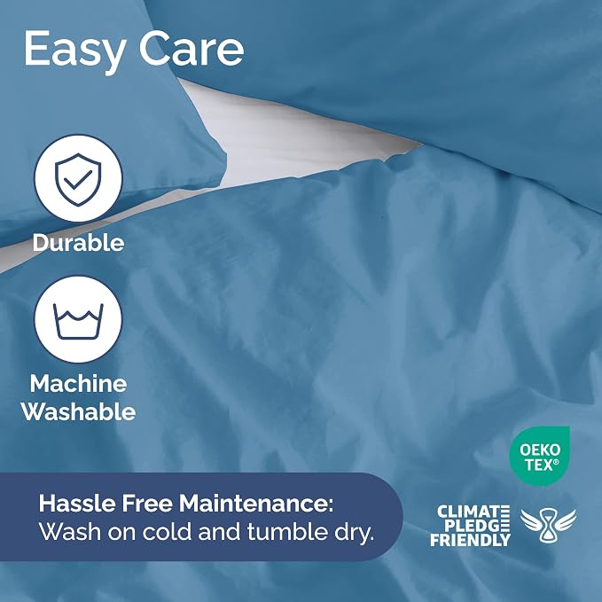 Duvet Cover Cal King Size Set - Extra Soft Cal King Duvet Cover 104" x 98" with 2 Pillow Shams for Women, Men, Kids & Teens - Hotel Luxury w/ Zipper Closures & Ties - Comfy & Breathable (Denim Blue)
