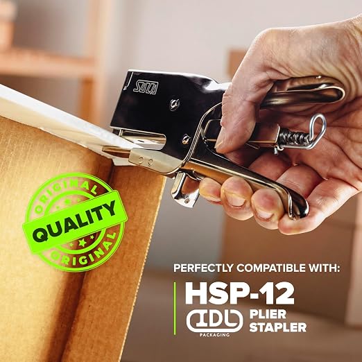 IDL Packaging Heavy Duty Staples for Plier HSP-12 - 7/16" x 5/16" x 0.04" (5 Boxes, 25000 Pcs) - Non-Rusting, Durable Stainless Steel Staples