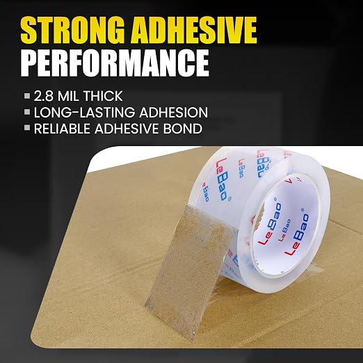 Bulk Pack Tape Heavy Duty Packing Tape with Dispenser – 18 Rolls Packaging Tape, 2.36 Inch x 66 Yd, 2.8 Mil – Strong Adhesive Package Tape for Moving & Shipping Supplies