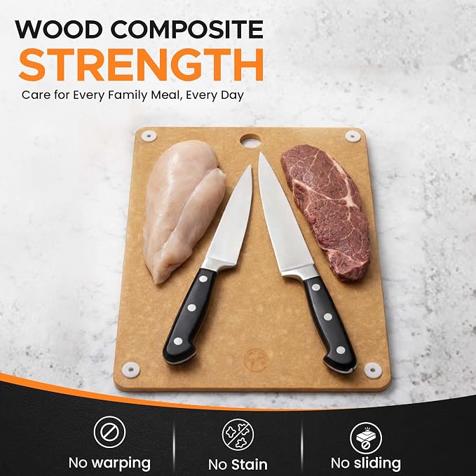Earth's Dreams Composite Wood Cutting Board Set of 3, Chopping Board | Dishwasher Safe,Non-Toxic, Cutting Boards for Kitchen – Large, Medium & Small Non-Slip Wood Charcuterie & Chopping Boards