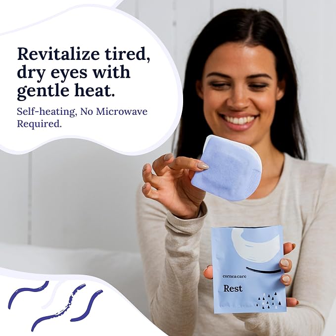 CorneaCare Rest: Self Heating Warm Compress for Dry Eyes | Heated Eye Mask for Fast Relief | Steam Mask for Stye Treatment | No Microwave or Washcloth Needed | Travel Ready Warm Compress | 90 Count