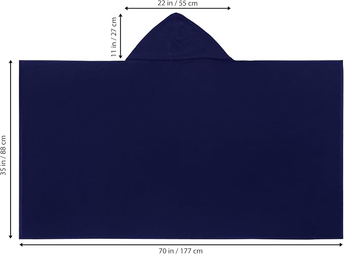 COTTON CRAFT Hooded Bath Towel for Adults – 100% Cotton Waffle Weave Towel | Oversized 35 x 70 inches Ringspun Terry Bath Sheet Wrap with a hood - Soft Super Absorbent Quick Dry – 450 GSM – Navy