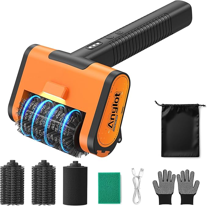 Electric Grill Brush - 1500RPM 3 Speeds, Cordless BBQ Cleaner with LED Light, 4000mAh Rechargeable BBQ Grill Brush for Outdoor Stainless Steel Cast Iron Grates