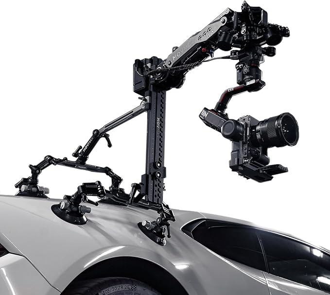 MOVMAX Razor Arm Air Shock Absorption Car Mount Shooting System for DJI Ronin Series(eg:RS4 Pro/RS4/RS3 Pro), Four Suction Cup Car Mount Kit,Gimbal Stabilizer with 22 Inch Storage Case(Yellow)