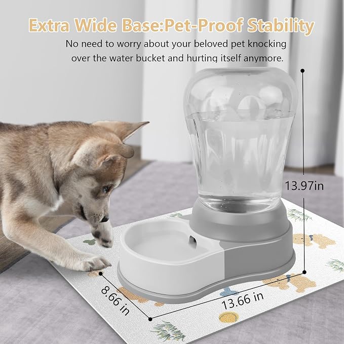 STALTWO 1.6 Gallon Automatic Dog Water Dispenser, Non-Slip Mat, BPA-Free | Pet Water Dispenser, Large Capacity Water Feeder for Cats and Dogs, Refill Less Often