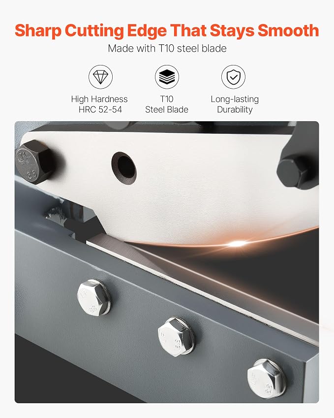 VEVOR Sheet Metal Shear, 6 in Manual Hand Plate Shear, Heavy Duty Mounting Type Sheet Cutter with Solid Steel Frame, High Precision, Extended Handle for Cutting Steel, Copper, Rebar, and Aluminum