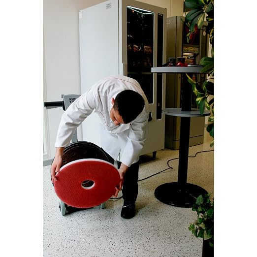3M Buffer Floor Pad 5100, Red, 20", 5/Case | Removes Soil, Scratches, Scuff Marks, and Black Shoe Heel Marks