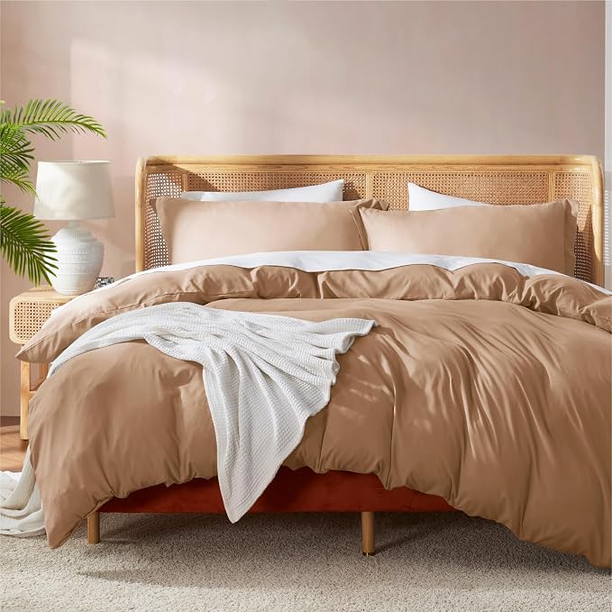 Nestl Mocha Brown Duvet Cover King Size - Soft Double Brushed King Duvet Cover Set, 3 Piece, with Button Closure, 1 Duvet Cover 104x90 inches and 2 Pillow Shams