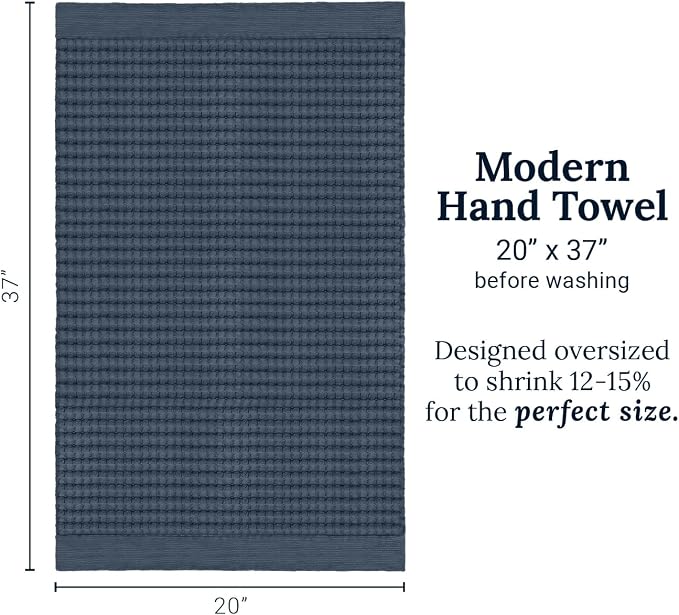GILDEN TREE Waffle Hand Towels for Bathroom Quick Dry Large Luxury Lint Free Super Absorbent Cotton Hand Towels Set of 2, Modern Style (Midnight Blue)