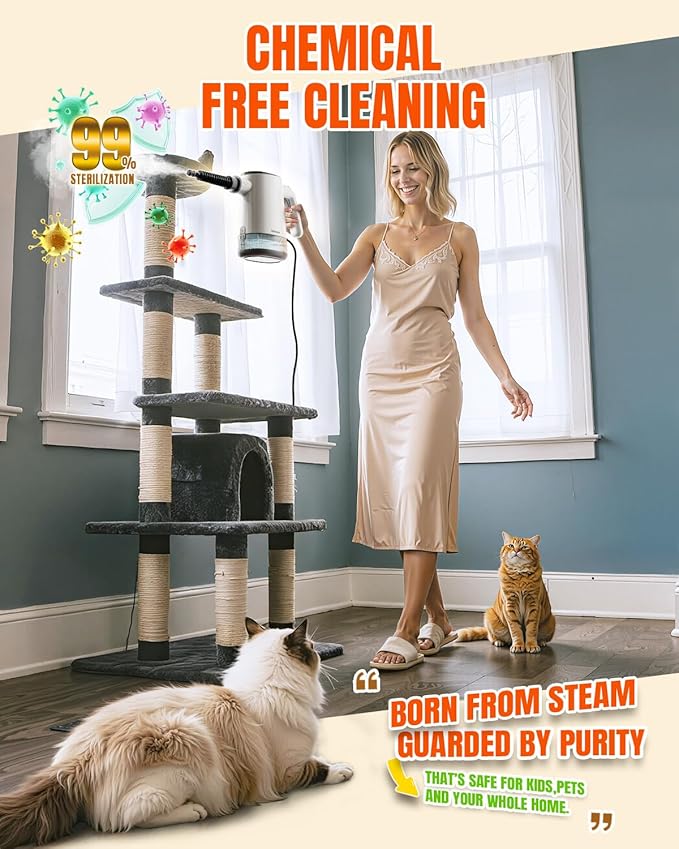 Handheld Steam Cleaner, 15s Fast Heating, Adjustable Steam, 650mL Large Water Tank, Pressurized Portable Steamer for Cleaning Home, Kitchen, Car, Bathroom, Tile, Furniture, Multi-Surface