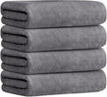 JML Microfiber Bath Towel Set, 27" x 55", 4 Pack, Grey | Hanging Loop, Super Absorbent, Fast Drying Bathroom Towel for Hair, Swimming, Fitness, Sport, Yoga