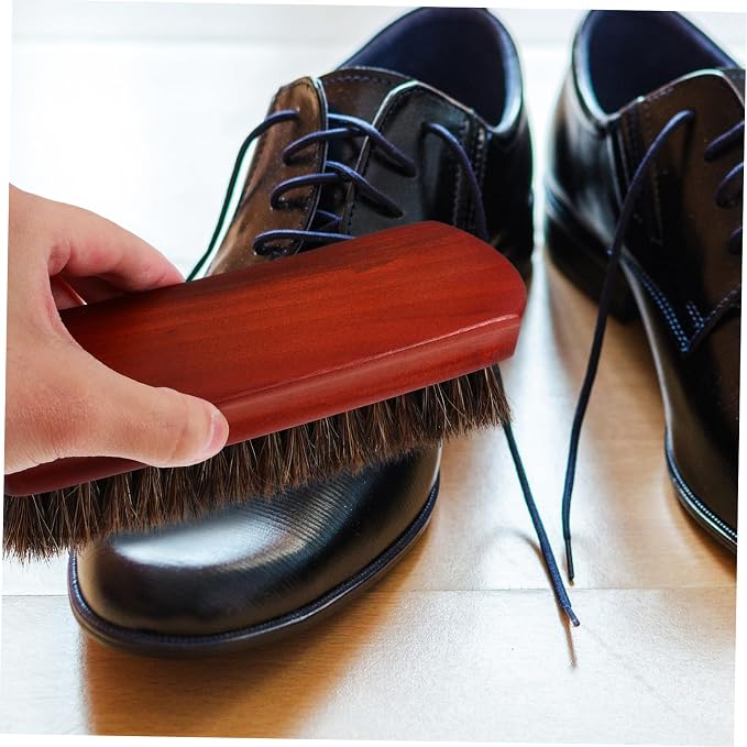 5pcs Portable Wooden Horsehair Shoe Cleaning Brush Small Scrubber for Shoes Boots Ergonomic Handle for Comfortable Grip for Polishing Maintenance