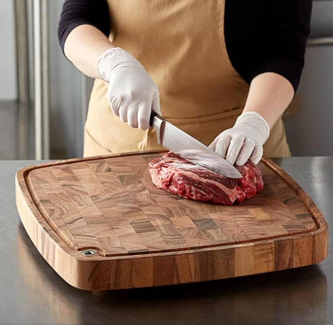 Ironwood Acacia Wood Cutting Board With Juice Channel, Carolina Prep Board | Large 18" x 18" x 3" Cutting Board | Beautiful Acacia Wood End Grain Construction | 3 Inch Thick Butcher Block Cutting Board