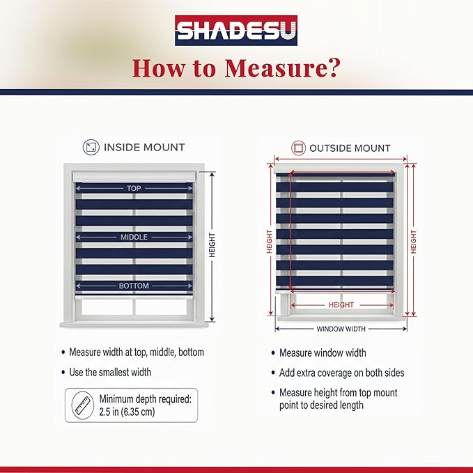 ShadesU Cordless Zebra Blinds – Light Filtering Dual-Layer Window Shades for Privacy (Ivory Color) (Maximum Height 72") (Width 54")
