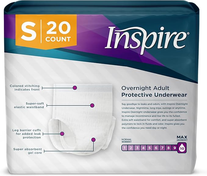 Inspire Adult Diapers Women or Men - MAX Absorbency | Our Most Absorbent and Dry, Incontinence Underwear for Women or Men | Leak Proof Diaper Overnight or Daytime for Heavy