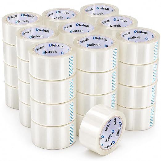 Oleitodh 24 Rolls Clear Packing Tape Bulk, 3" x 55 yd Shipping Tape, 1320 Total Yards, 2.7 Mil Heavy Duty Packaging Tape Refills, 3" Core Box Tape for Moving, Mailing, Warehouse & Office