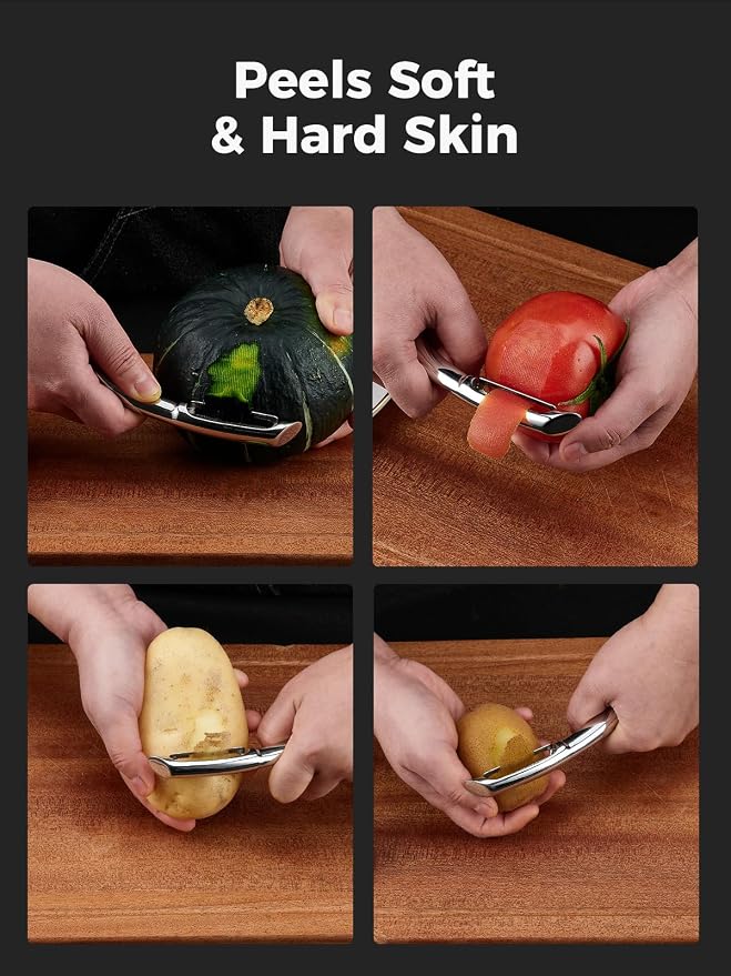 Professional Vegetable Peeler – 304 Stainless Steel Potato Peeler for Kitchen, Ultra Sharp Blade, Ergonomic Non-Slip Handle, Dishwasher Safe, 2-Year Warranty