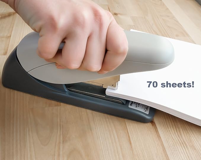 PowerForce 70 Heavy Duty Flat Clinch Office Stapler, 2 to 70 Sheets Using one Size 3/8" Leg-Length Staple, Includes 400 Staples and a Staple Remover