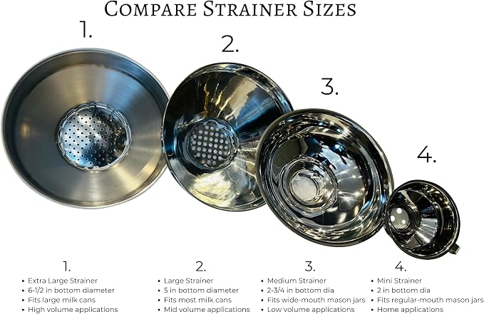 New Improved Large Stainless Steel Strainer for Milk, Maple Syrup, or Beverage (Strainer Only)