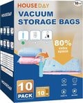 HOUSE DAY 10 Medium Vacuum Storage Bags with Pump,Space Saving Vacuum Seal Bags For Clothing Travel,Vacuum Storage Bags For Clothes, Bedding, Moving, Camping, Toys, Travel & Organization, Hand Pump