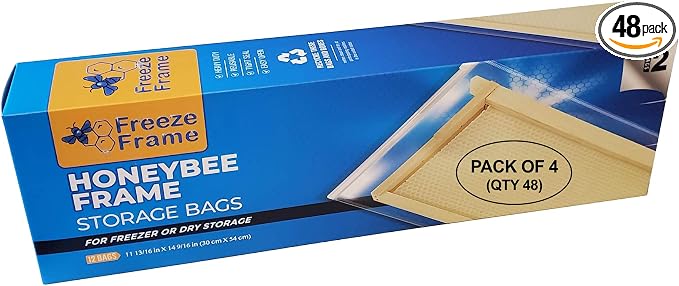 FreezeFrame - Honeybee Frame Specialty Storage Bags - Extra Thick 3.5mil - [4-Pack] (Qty 48) Clear