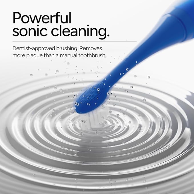Ordo Sonic+ Electric Toothbrush for Adults, Advanced Smart Tech, 4 Brushing Modes, Fast Rechargeable, Sonic Toothbrushes Over 4 Weeks Battery Life, Silicone Polishing Element, USB Charger, Arctic Blue