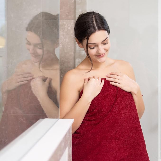 Hawmam Linen Red Bath Towels 4 Pack Soft and Absorbent, Premium Quality Perfect for Daily Use 100% Cotton Towel 600 GSM