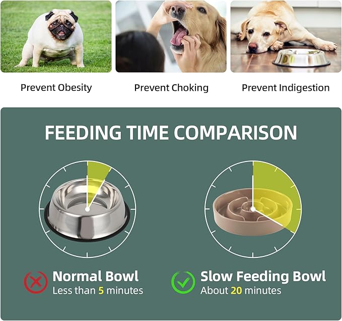 Havniva Dog Bowls Slow Feeder, Ceramic Slow Feeder Dog Bowls for Fast Eater | 1.6 Cups Dog Food Bowl Puzzle Feeder, Slow Feeding Bowls for Medium Breed, Non-Slip Base, Anti-Choking