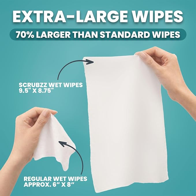 Extra Large Body Wipes for Adults Bathing No Rinse - 40 Ultra Thick Disposable Shower Wipes for Men, Women & Elderly - Great for Gym, Camping, Post Surgery
