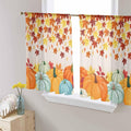 Thanksgiving Fall Chiffon Semi-Sheer Curtain 45 Inch,Autumn Pumpkins Maple Leaves Rod Pocket Voile Window Curtain Panels,Orange Watercolor Tulle Curtains Drape for Living Room/Sliding Door, 104"x45"