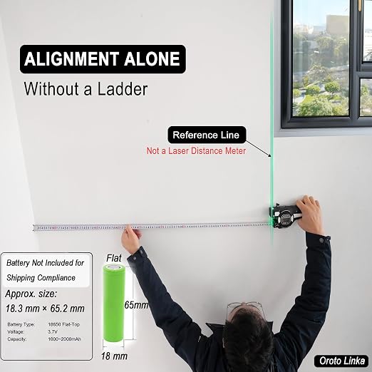 Laser Tape Measure with Upward Green Laser Line, Measure Ceiling Points Without a Ladder, Side Laser Lines for Picture Hanging, Auto-Lock Retractable 16ft/5m Metric + Imperial,Battery Not Included