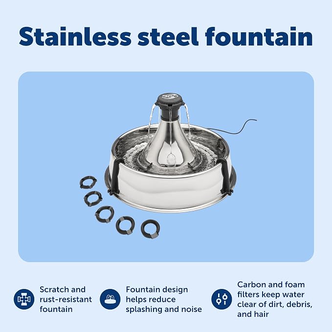 PetSafe Drinkwell Stainless Multi-Pet Fountain, red, 8 lb (PWW00-13705) | Customizable 1-5 Water Streams, Rust/Scratch-Resistant Stainless Steel, Carbon and Foam Filters Included