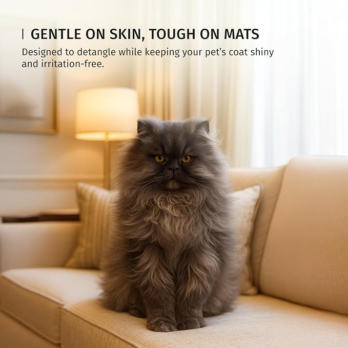 Since 1869 Hand Made In Germany - SHASH Oval Pet Brush With Long Metal Pins With Rubber Cushion - Helps Detangle Knots, Eliminate Frizz, Reduce Pulling & Snagging